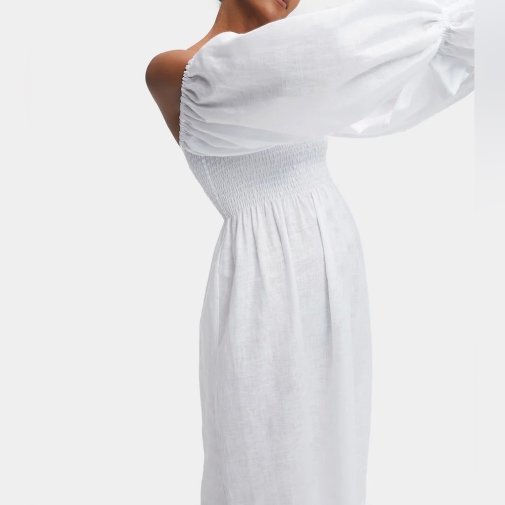 SLEEPER Atlanta Linen Midi Dress in white size XS - Picture 3 of 8